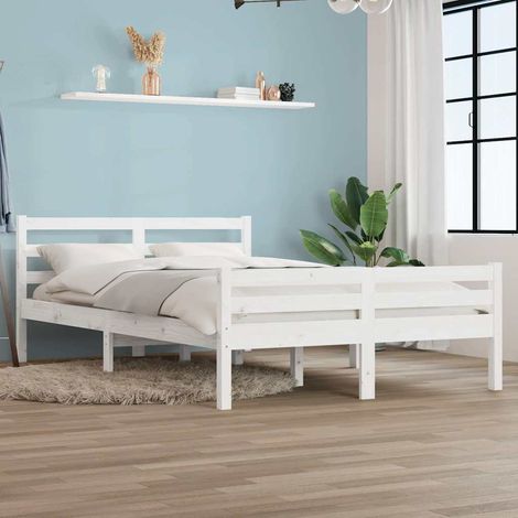 Estructura de cama doble sin colchón madera blanco 135x190 cm (1/5)