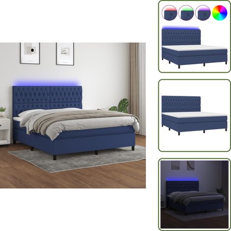 Boxspringbett mit Matratze & LED Blau 180x200 cm Stoff - Boxspringbett - Doppelbett - Schlafsofa - Bettenrahmen - Lattenrost (1/5)