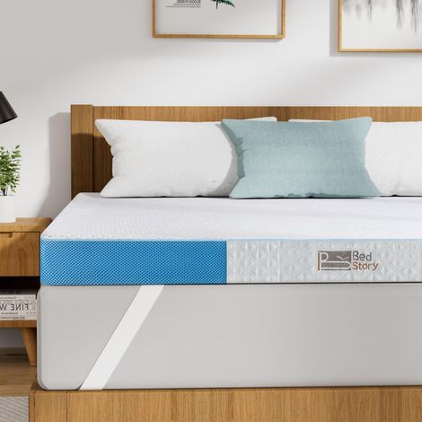 Surmatelas en gel 140 x 200 cm - Hauteur 7,6 cm - Dureté H3/H4 - En mousse froide - Pour lit à sommier tapissier, caravane, canapé-lit (1/5)