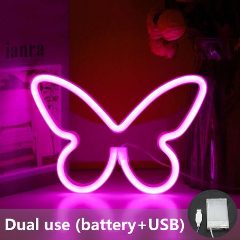 Lampe Néon LED Flexible - Alimentation USB ou 3 Piles AA - Lumière Décorative Murale pour Chambre Salon Bureau - Blanc Chaud Bleu Multicolore - 1 Pièce (1/3)