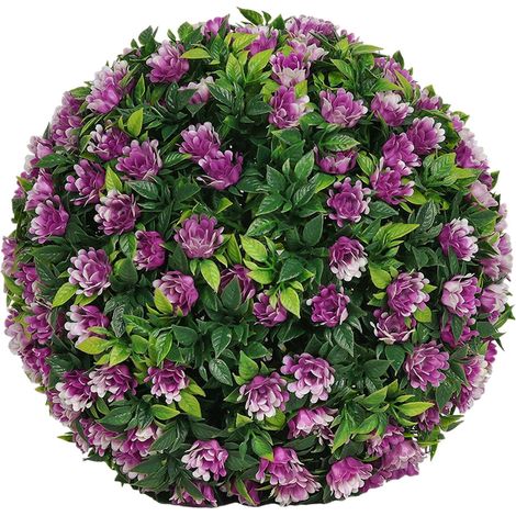 Boule Topiaire Suspendue - Fausse Plante Fleurie en PE - Diamètre 20 cm - Décoration Intérieure Extérieure - Pour Mariage Fête Balcon Jardin - 1 Pièce (1/5)