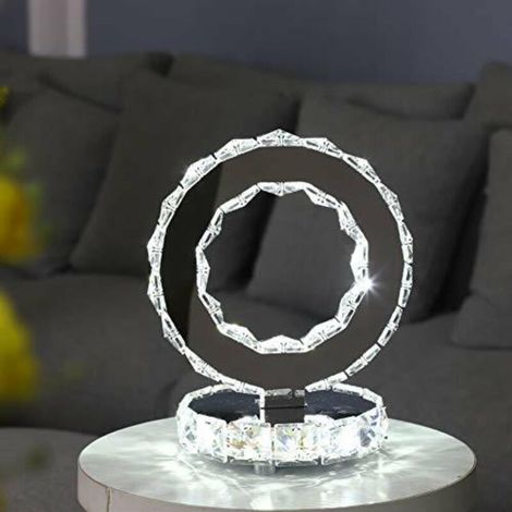 LED-Kristall-Tischlampe, elegante dekorative Nachttischlampe, ideale Nachtlichtlampe für Schlafzimmer, Wohnzimmer, 20 W kaltweißes Licht