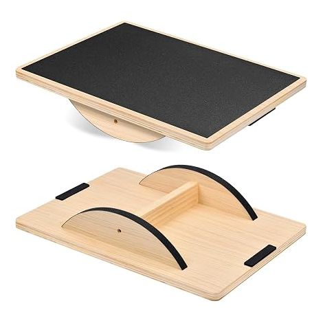 Planche d’Équilibre en Bois 40×30 cm – Balance Board Antidérapante Rectangulaire pour Adultes Pour Physiothérapie Renforcement Musculaire Bureau ou Yoga (1/5)
