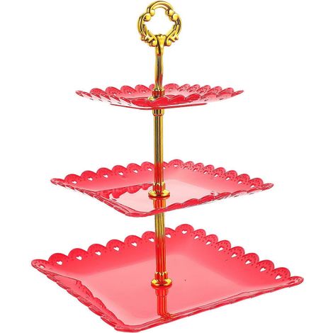 Présentoir à cupcakes rouge à 3 étages (lot de 5) (1/5)