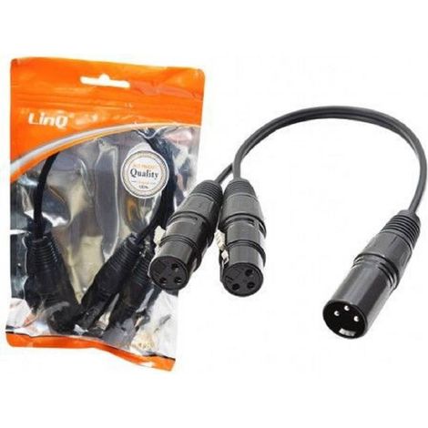 Linq - Cavo Adattatore Audio Da 2 Xlr Femmina A Xlr Maschio 30 Cm Microfoni Kl-9225 -