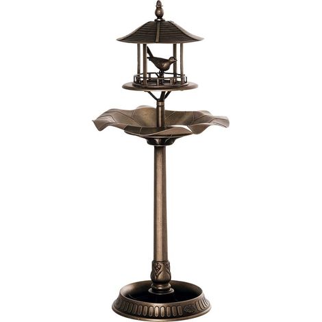 Outsunny 3-in-1 bird bath, waterer, and planter, dimensions: Ø 50 x 113 cm (H), polypropylene, antique bronze (1/5)