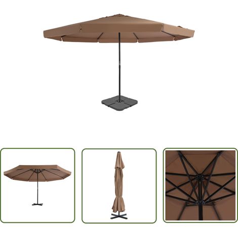Parasol avec base portable diamètre 5 m taupe (1/5)