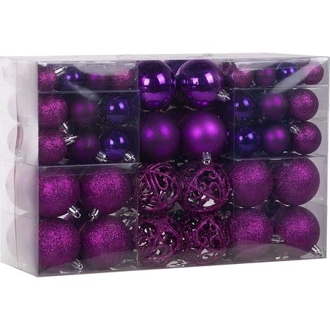 Weihnachtskugeln 100er Set Weihnachtsdekoration matt glänzend Glitzer Christbaumkugeln rot Ø 3 4 6 cm innen außen (1/5)