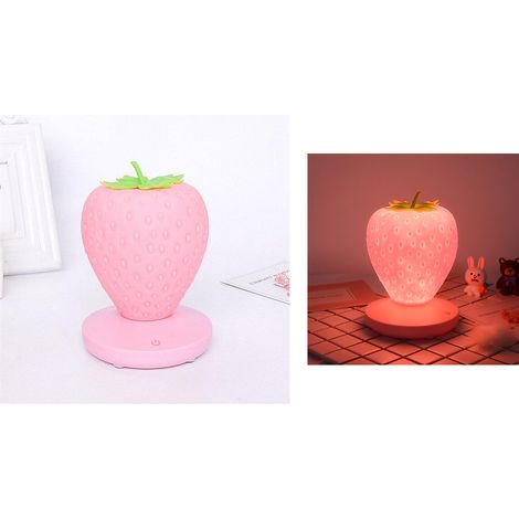 LUMINO LAMPADA FRAGOLA LED SILICONE TAVOLO COMODINO BAMBINI USB TE-B0308 (1/5)