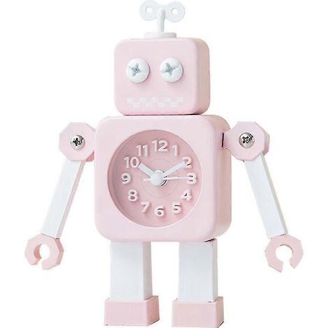 Réveil robot rose fantaisie pour bureau d'étudiant, table de chevet (1/3)