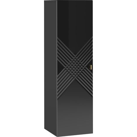 Armoire de toilette murale Merced A108, Noir + Noir brillant, À suspendre, Le nombre de portes: 0, 120x35x35cm, Stratifié, MDF, Nombre de tiroirs: 0 (1/5)