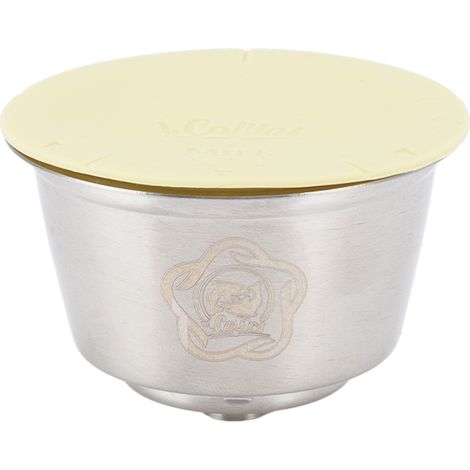 Tasse à café réutilisable en acier inoxydable, rechargeable avec couvercle en silicone (1/5)