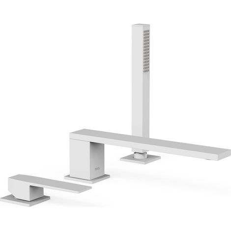 TRES 20216101BM SLIM Grifo Monomando para Borde De Bañera Color Blanco Mate - ref: 20216101BM