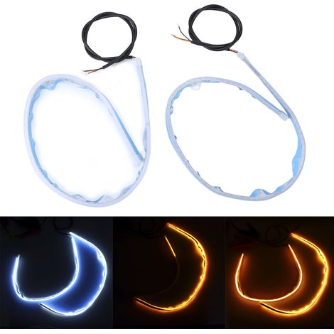 Bande lumineuse LED DRL flexible de 60 cm, clignotant bicolore blanc et jaune, 12 V, pour voitures (1/5)