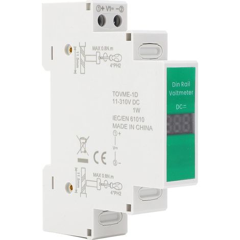 Voltmètre CC, affichage numérique LED, sortie de commutation, voltmètre à montage sur rail DIN, instrument électrique 11 V-310 V (1/5)