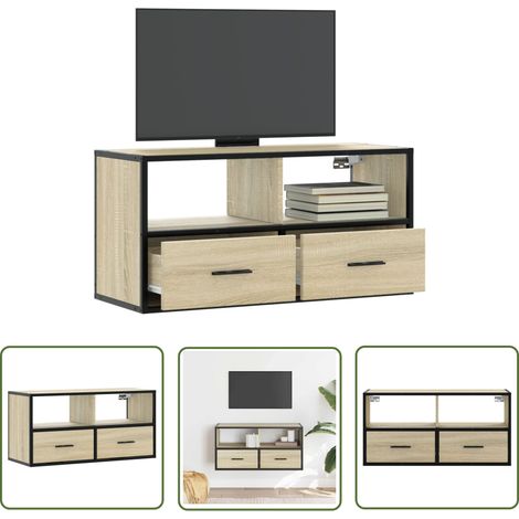 vidaXL TV-Schrank Sonoma-Eiche 80x31x39,5 cm Holzwerkstoff und Metall (1/5)