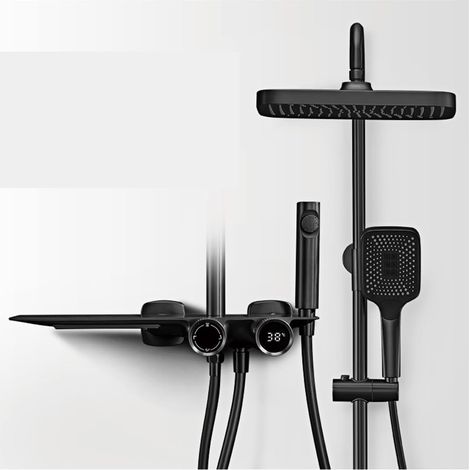Ensemble de douche mitigeur thermostatique intelli Système de douche de salle de bain en laiton gris pistolet de luxe, conception d'affichage numérique cascade robinet de douche à double commande froi (1/5)