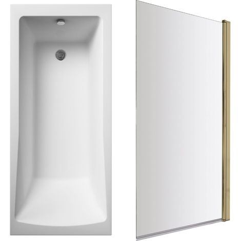Square Single Ended 1700x700 with Leg Set & Brushed Brass Screen