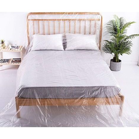 2 3m Bâche De Protection Anti-poussière Imperméable Bâche en Plastique Transparente Épaisse Indéchirable Couverture Garde pour Sol Meubles Matelas Sapin De Noël Déménagement Rénovation (1/5)