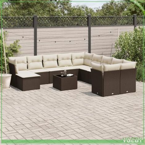 Salon de jardin - 3218623 - résine tressée - modulaire - dessus verre trempé (1/3)