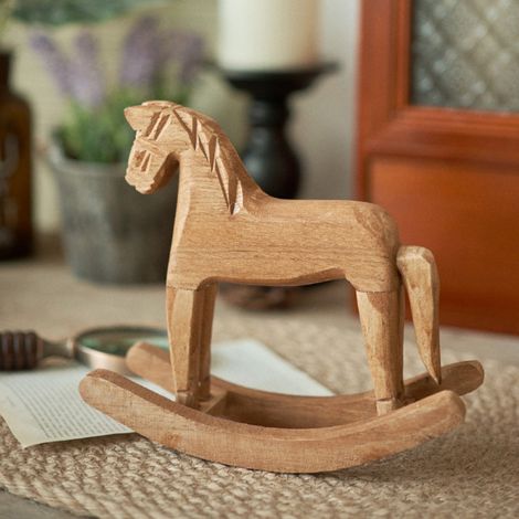 Cheval-Balançoire - Décoration En Bois De Pin - Ornement De Table - Style Nordique - 19 x 16 x 6,5 cm - 1 Pièce (1/5)