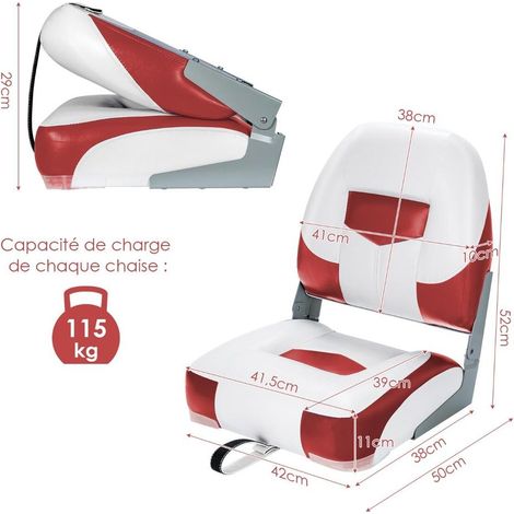 Rouge et blanc, confort en mer avec lot de 2 chaises bateau pliantes pour pêche et navigation (1/5)