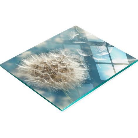 Tabla de cocina de vidrio templado con dise帽o decorativo de diente de le贸n, 60x52 cm. (1/5)