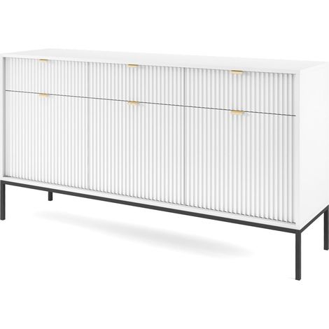 Kommode NOVA SANDS KSZ154 Sideboard mit 3 schubladen weiß matt