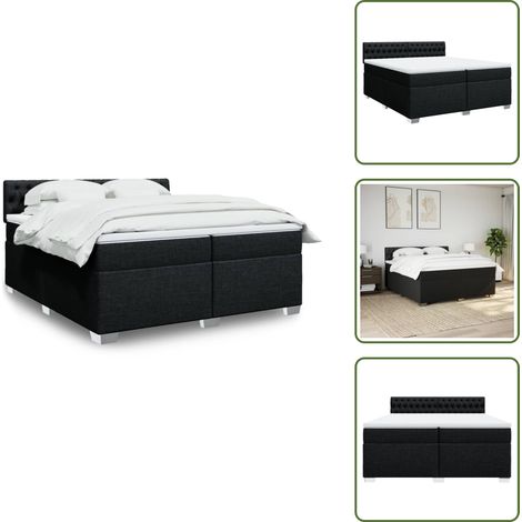 Boxspringbett mit Matratze Schwarz 200x200 cm Stoff - Boxspringbett - Doppelbett - Schlafsystem - Bettsofa - Polsterbett (1/5)