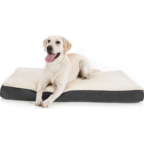 Chien Lit Lavable Paniers pour Animal de Compagnie Matelas Chat Coussin Tapis Chenil pour Chiens,(76x51x7.5cm,Gris et blanc) (1/5)