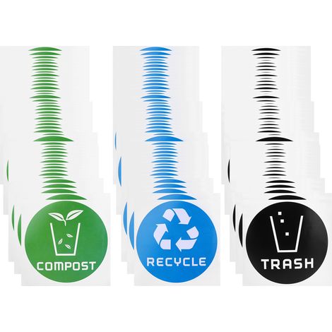Étiquette ronde adhésive pour poubelle recyclage compost – Lot de 60 autocollants pour bacs de tri et conteneurs déchets (1/5)