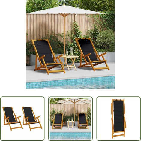 Gartenstuhl - Liegestuhl 2 pcs Braun 61.5 x 123 x 82cm Massivholz Akazie (1/5)