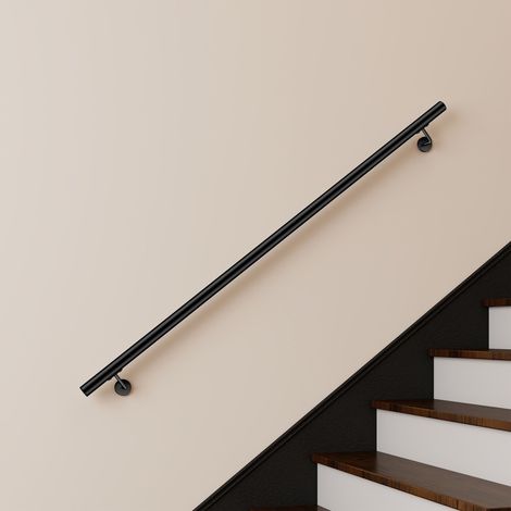 Main courante inox 304 pour intérieur et extérieur -couleur noir- en 180cm- Fixation murale incluse