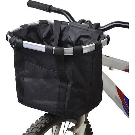 Panier de Vélo - OTBACT - Amovible - Toile - Noir - 34L x 25l x 28H cm (1/5)
