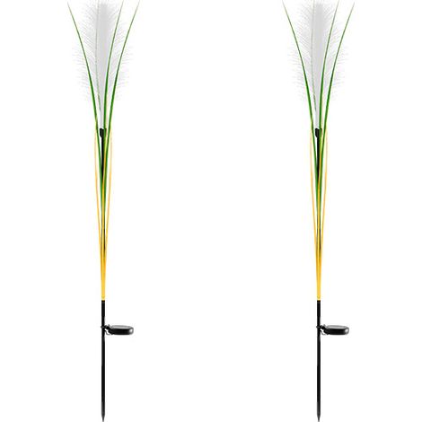 Lot de 2 lampes solaires à roseaux hw - Lampes à roseaux à fibre optique alimentées à l'énergie solaire - Blanc chaud - Éclairage paysager LED-AquaForge (1/3)