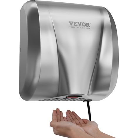 Seche Main Électrique 1300 W Sèche-mains Automatique Commercial Robuste Acier Inoxydable Haute Vitesse Filtre HEPA 2 Choix d'Alimentation pour Toilettes Entreprises Industrielles 325x295x180 mm (1/5)