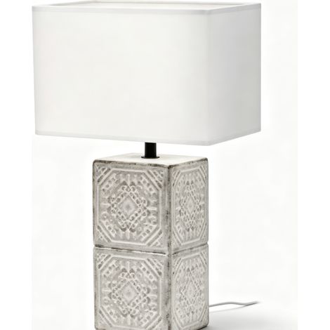 Lampe en Céramique Rectangulaire – Douille E14, Forme Élégante et Contemporaine, Décoration Minimaliste pour Bureau et Salon (1/4)