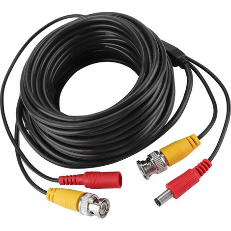 Câble d'extension vidéo coaxial BNC + 2,1 mm CC pour vidéosurveillance commerciale et résidentielle (10 m) (1/5)