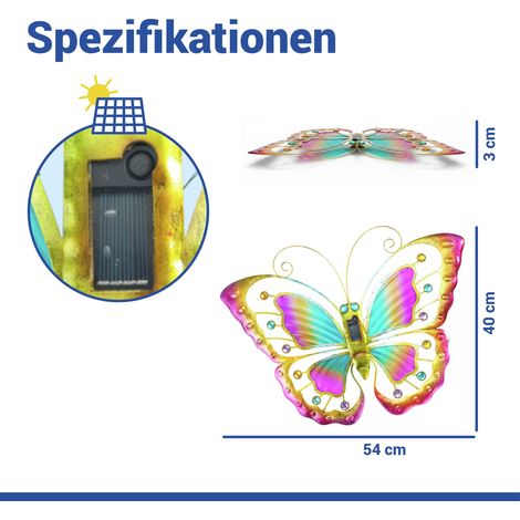 Wanddekoration für den Garten, solarbetriebene LED-Schmetterlinge, 54 x 40 cm (1/5)