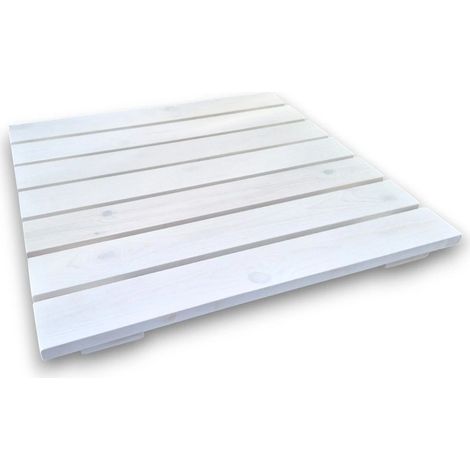 Pedana Doccia Legno Antiscivolo Sunwood 60x60 cm - Design Moderno Made in Italy - Bianco