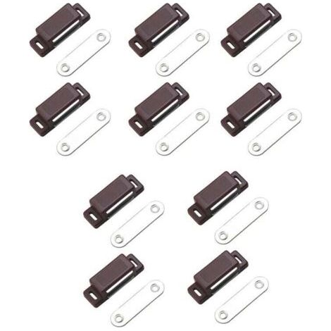 Cierre magnético con fuerza de retención fuerte – Fuerza de retención 4 kg – Set de 10 piezas – marrón – Magnet de puerta – cierre magnético – retenedor magnético para armarios – retenedor magnético p (1/4)
