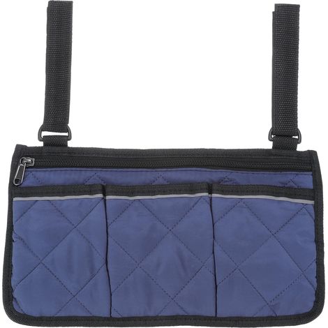 Sac de rangement organisateur, bleu, rangement latéral pour fauteuil roulant à multiples poches (1/5)