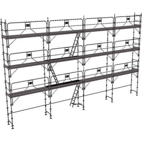 Gerüst 104m² - Stellrahmen + Gerüstböden + Bordbretter + Geländer - DUO104GC-SPP