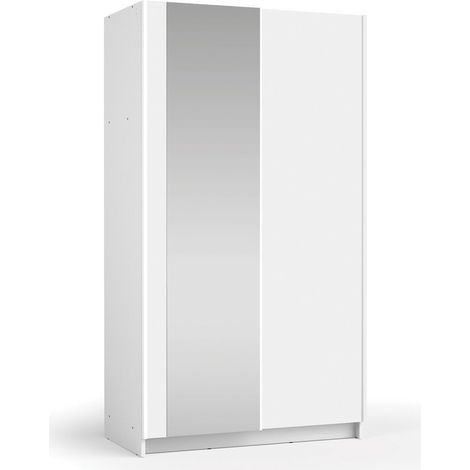 Schrank LYSIA mit 2 Schiebetüren und Spiegel – 100 x 182 x 55 cm – Farbe Weiß