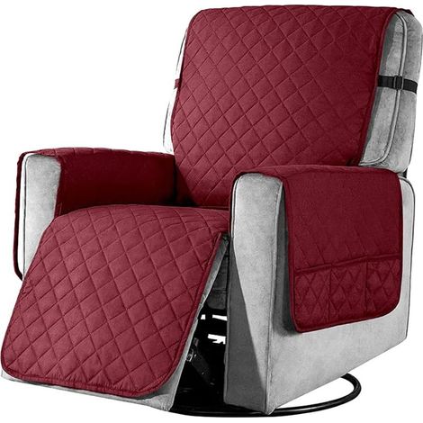 Housse de Fauteuil Relax avec Poche, Couverture de Chaise Canapé Relax, Applicable à Protection Canape Anti-Rayures Chien et Chat, Housse Canapé Imperméable - Bourgogne S (1/5)