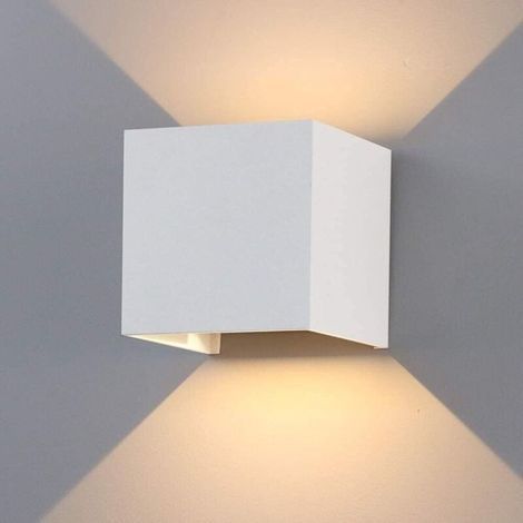 12W Indoor/Outdoor Wall Light with Adjustable Beam Angle, 3000K Warm White LED Wall Sconce, IP65 Waterproof Wall Lamp for Living Room/Bedroom (White, with Motion Sensor) (1/4)
