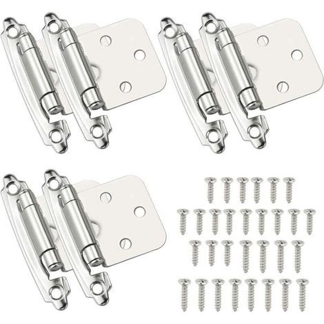 6-Piece Set of Self-Closing Door Hinges, Cold-Rolled Steel Material, Spring-Loaded Hinges with Dampers for Cabinet Doors, Shoe Cabinets, Bookcases, and Wine Cellars (1/5)