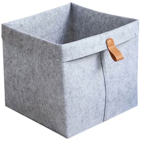 Panier de rangement en feutre, gris clair, 23 x 23 x 26,5 cm (1/4)