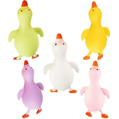 Lot de 5 jouets anti-stress animaux, jouets relaxants pour les mains, jouets de jeu en forme de canard réaliste (1/5)