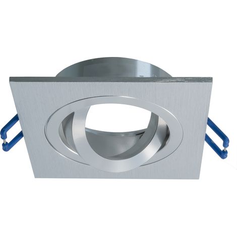 Portaferetto Orientabile gu10 Quadrato Silver Argento Incasso Soffitto 8 cm P3-GU10-A (1/5)
